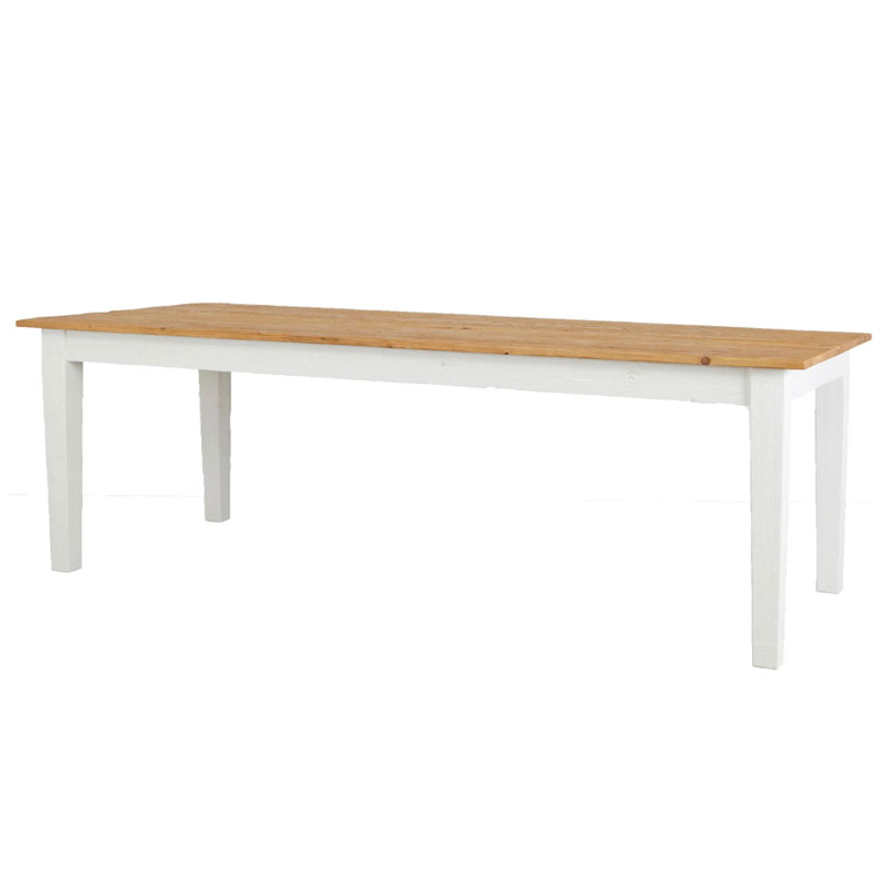 Reclaimed Wood Provence Farm Table, 10ft - White/ Natural